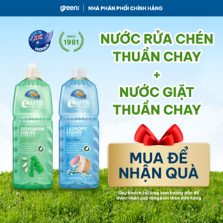 Nước giặt và nước rửa chén thuần chay thơm dịu rửa sạch dầu mỡ và giặt sạch quần áo đồ lót Earth Choice Úc, 2 chai x 1L