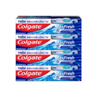 4 tuýp kem đánh răng colgate maxfresh bạc hà 225g tặng bàn chải