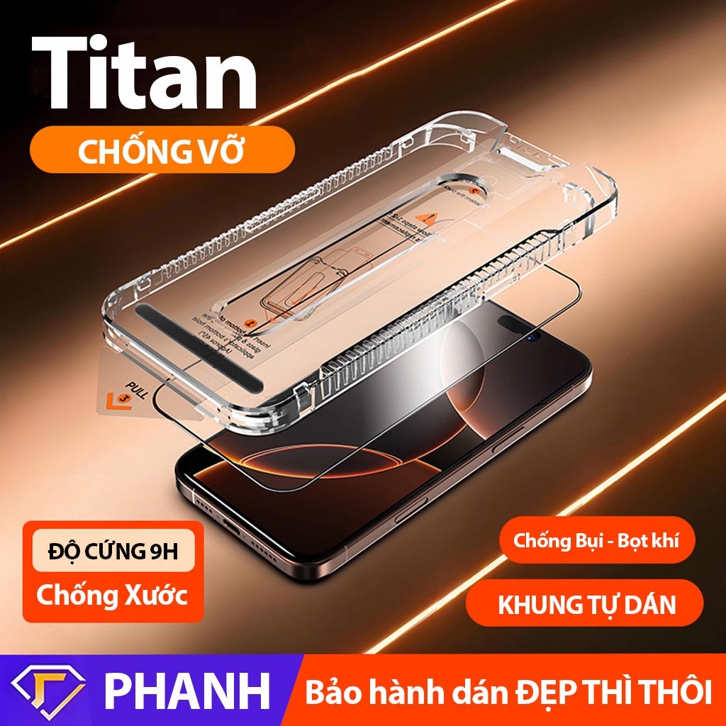 Cường lực khung tư dán cho iphone x 11 12 13 14 15 16 kính trong suốt và kính cường lực chống nhìn trộm PHANH KTD-TITAN