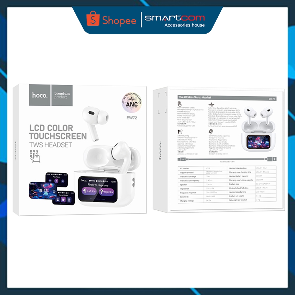 [Tặng sticker] Tai nghe bluetooth màn hình cảm ứng Hoco EW72/EW81 tích hợp ANC/ENC 12 chức năng - Pin trâu | BigBuy360 - bigbuy360.vn