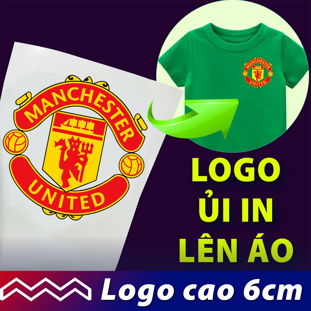 Logo IN lên vải và áo. Logo Manchester United Manu bóng đá cao 6 cm mẫu số 2. LOGO ỦI NHIỆT. Dùng bà