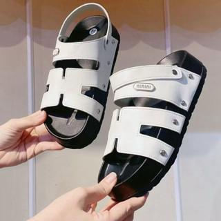 Sandal Nữ quai chữ H đi được 2 kiểu mũi tròn cao 3cm da mềm êm dễ phối đồ cá tính năng động