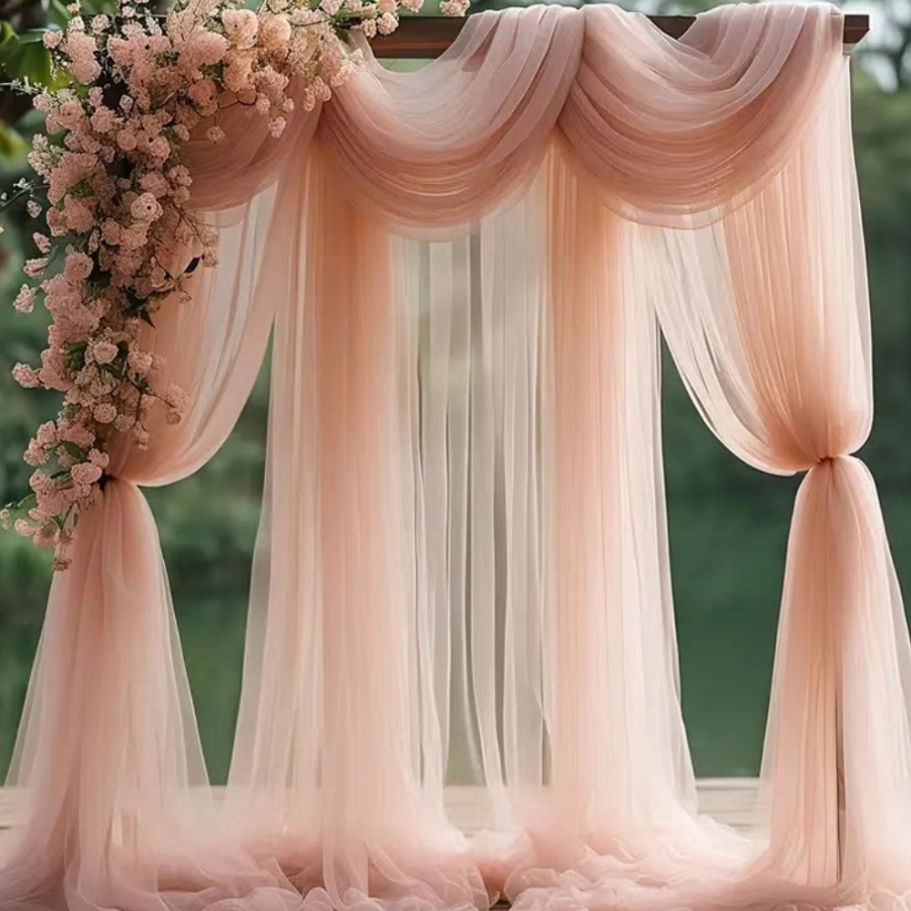 Vải Voan Thun Cam Đào 2 Lớp Trang Trí Sinh Nhật, Phông Rạp Cưới, Party Lễ Hội Sang Trọng Anhome