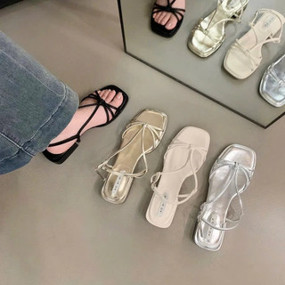 [HOẢ TỐC] Sandal đi biển mũi vuông 3cm dây mảnh bắt chéo kiểu dáng đơn giản G231