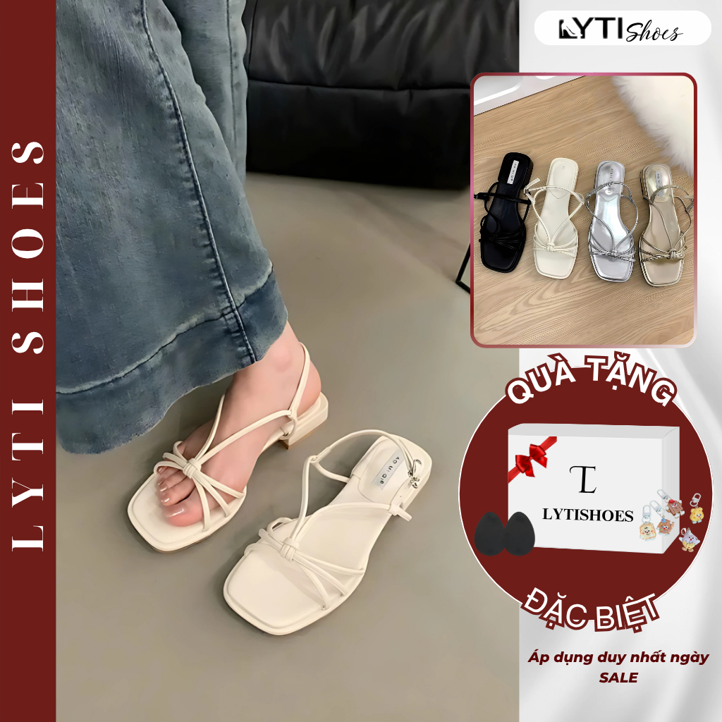 [HOẢ TỐC] Sandal đi biển mũi vuông 3cm dây mảnh bắt chéo kiểu dáng đơn giản G231