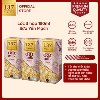 [LỐC 3 HỘP 180ML] Sữa Hạt Yến Mạch Nguyên Chất 137 DEGREES Vị Ngọt Tự Nhiên Từ Mật Hoa Dừa Dinh Dưỡng Healthy Thái Lan
