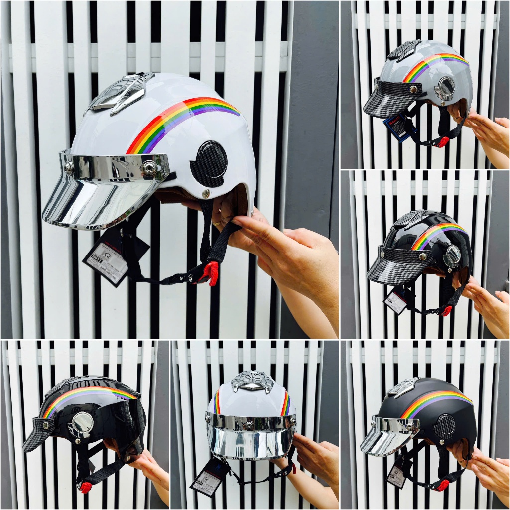 Mũ Bảo Hiểm N011 NAPOLI Tem Cầu Vòng /Bảo Hành 12 Tháng.