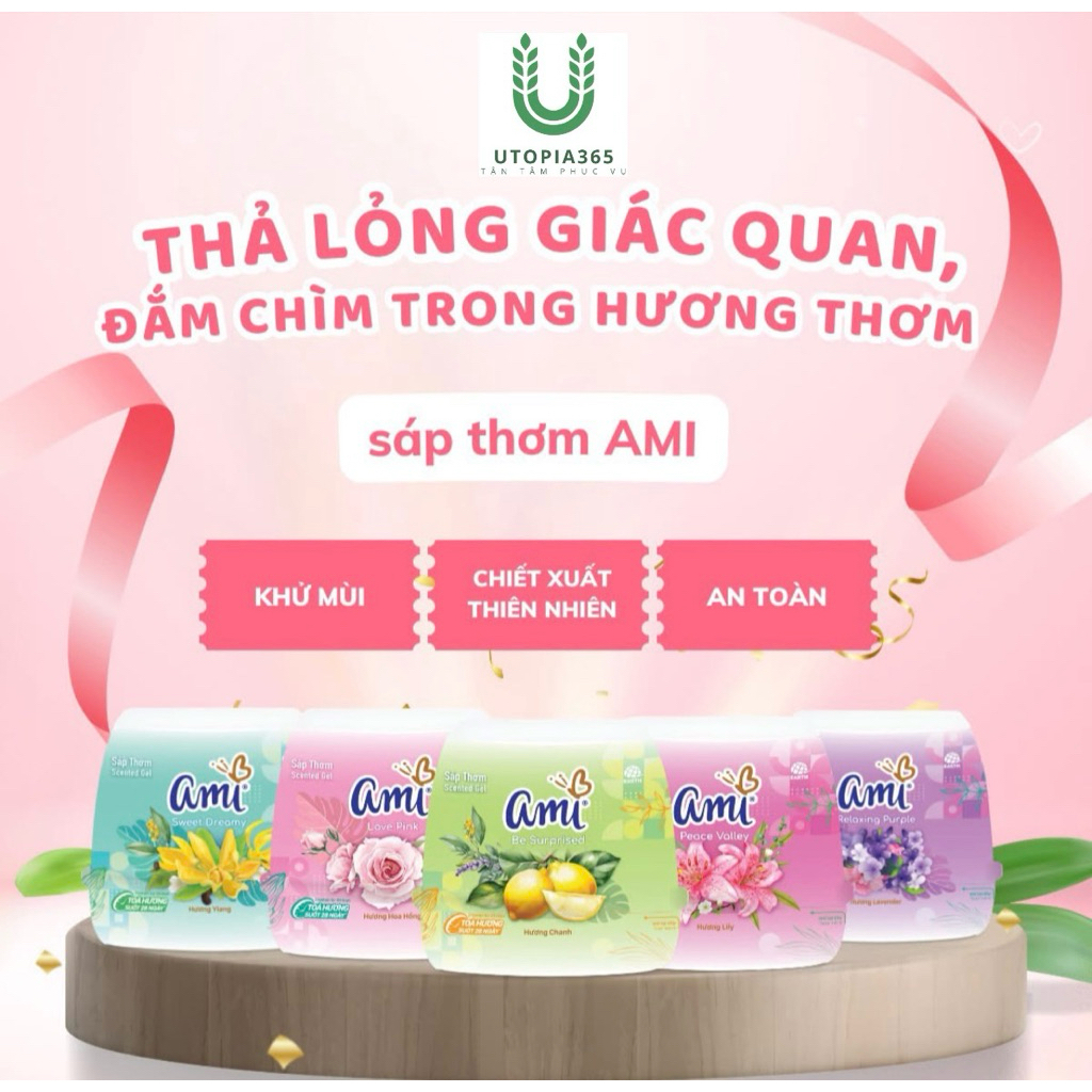 Sáp thơm ami gửi trọn hương thơm thiên  hộp 200gram khử mùi và lưu hương lâu