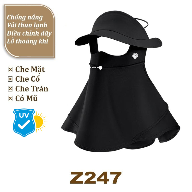 Khẩu Trang Nón Trùm Mặt Có Vành Chống Nắng Ninja 5D ( Khẩu Trang Vải Lụa Cao Cấp Chống Nắng Che Kín 