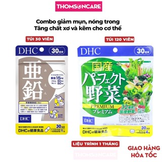  Combo viên uống giảm mụn nóng trong DHC rau củ 120v và DHC Kẽm 30v- Bổ sung chất xơ và Kẽm giúp tăng đề kháng cơ thể 