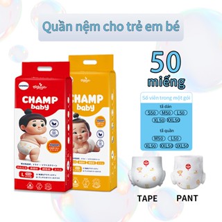 [Sản phẩm mới]-CHAMPION BABY-Tã quần/tã dán cho bé thoải mái, nhẹ và thoáng khí giao hàng nhanh S/M/L/XL/XXL/XXXL(50pcs)