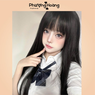 Tóc giả nữ nguyên đầu thẳng dài 60cm, tơ cao cấp, tặng kèm lưới trùm tóc, 7007, lolita