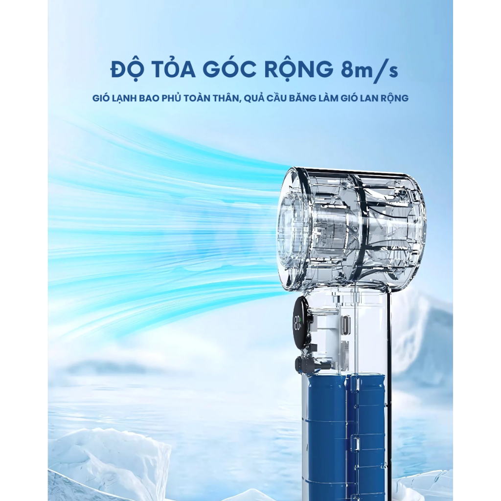 Quạt Cầm Tay Toubor 5.000mah F-520 Habitek | Con Lăn 120 Cấp Gió - LED Hiển Thị - Có Sò Lạnh | BH 12T | BigBuy360 - bigbuy360.vn