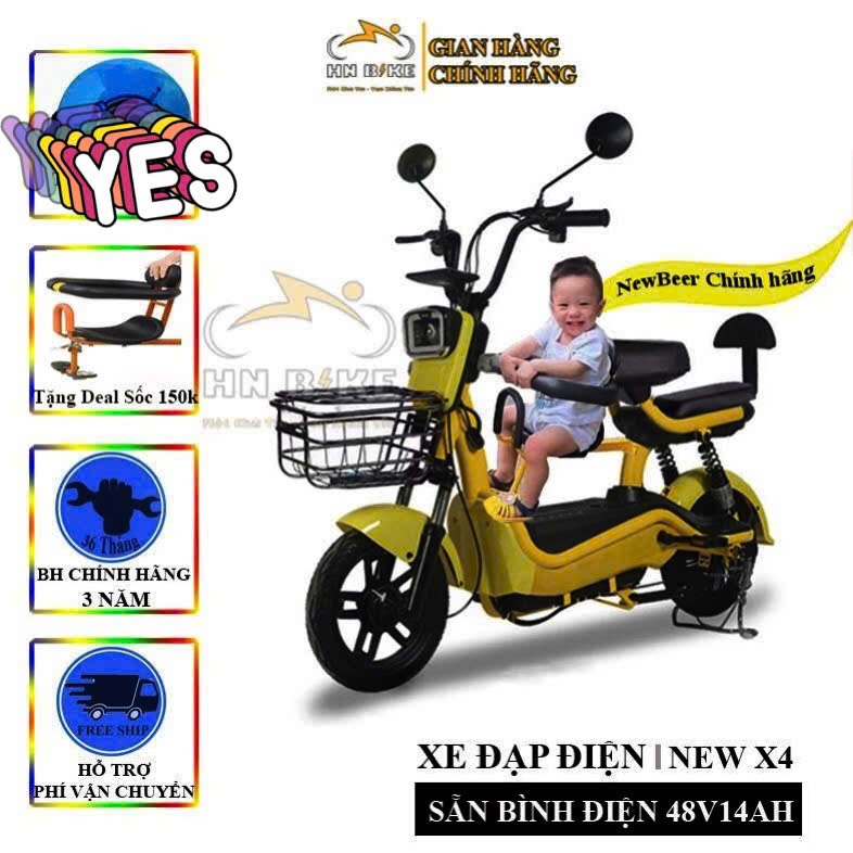 Xe Đạp Điện Mini New Beer X4, Mẫu xe điện NEWBeer hot trend 2025, Đầy đủ bình điện, sạc