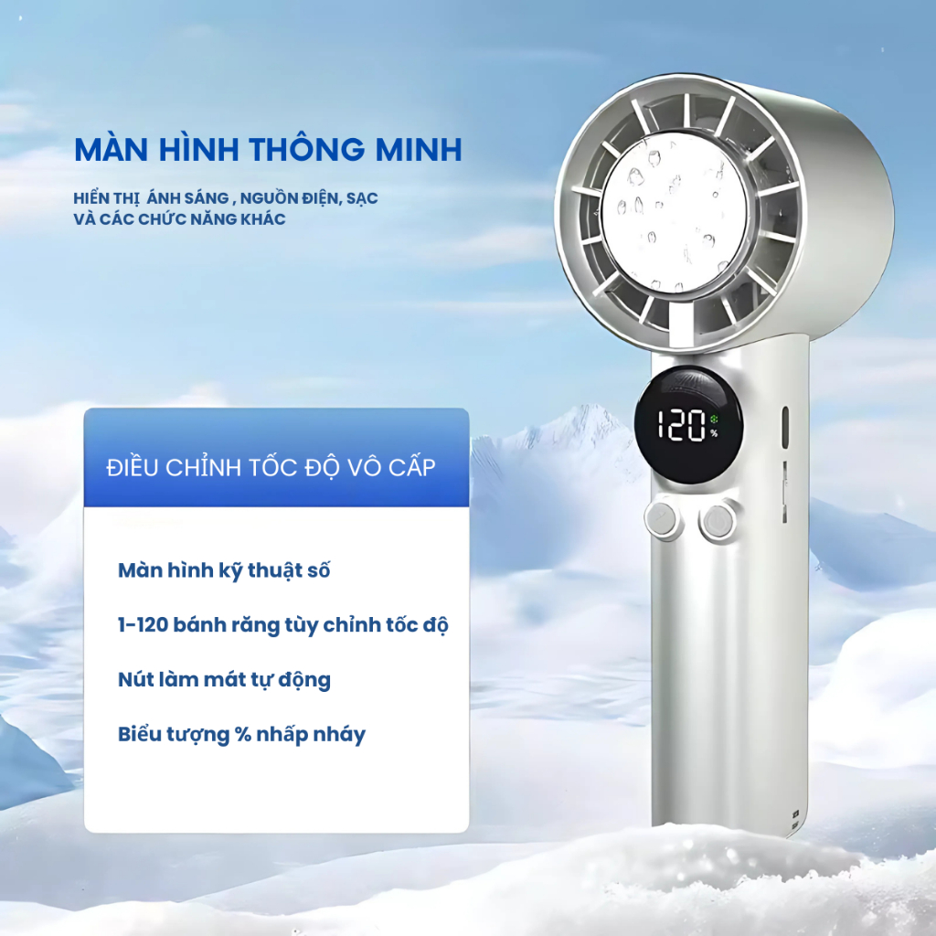 Quạt Cầm Tay Toubor 5.000mah F-520 Habitek | Con Lăn 120 Cấp Gió - LED Hiển Thị - Có Sò Lạnh | BH 12T | BigBuy360 - bigbuy360.vn