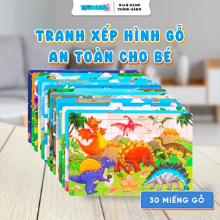 Bộ Đồ Chơi Tranh Xếp Hình 30 Miếng Gỗ An toàn cho bé, Đồ Chơi Ghép Hình Phát Triển Trí Tuệ, Tư Duy Logic Cho Trẻ.