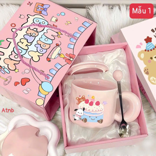 Cốc Sứ Có Nắp Kèm Thìa Pochacco Siêu Đáng Yêu ( Có Hộp Xinh Tặng Sinh Nhật )