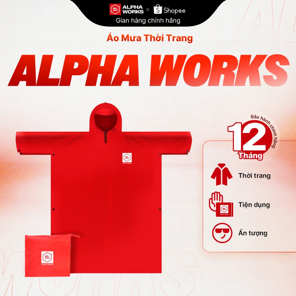 [QUÀ TẶNG KHÔNG BÁN] ÁO MƯA CAO CẤP ALPHA WORKS