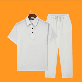 Bộ Đũi Nam Cổ Bẻ Áo Ngắn Tay Quần Dài Chất Liệu Vải Đũi Mềm Mịn Nhẹ Nhàng Thoáng Mát Thấm Hút Mồ Hôi Tốt 6 Màu Nam Tính