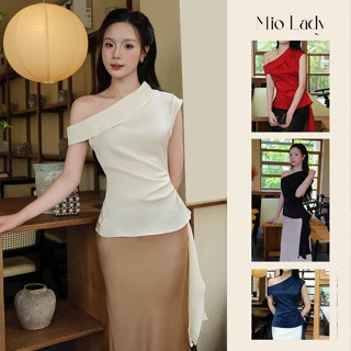 Áo Lụa Lệch Vai Tà Rủ Xếp Nhún Eo Tôn Dáng Thanh Lịch Nữ Wonmen - MioLady