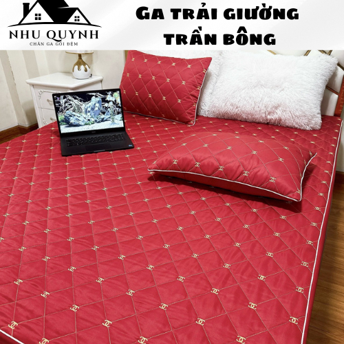 Ga trải giường trần bông bo chun phi lụa drap giường 1 màu ga trần chữ LV đủ kích thước m6 m8 2m có bán lẻ vỏ gối