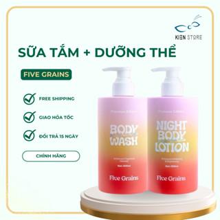 Bộ Sữa Tắm Dưỡng Thể Five Grains 500ml - Làm Sáng Da Body, Giảm Thâm, Unisex, Niacinamide + Alpha Arbutin