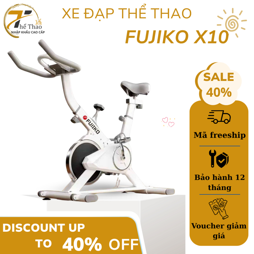 Xe đạp tập thể dục Sport Fujiko X10, xe đạp thể dục tại nhà, tặng kèm má phanh dự phòng, dây curoa
