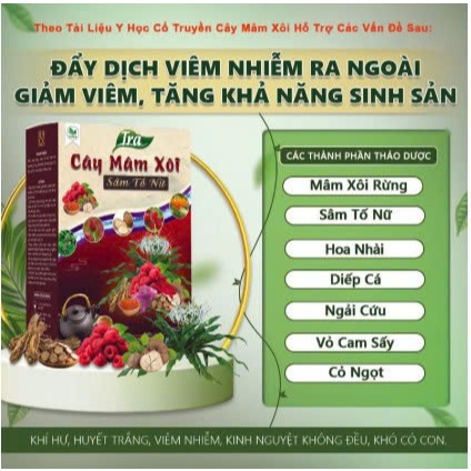 Trà cây mâm xôi sâm tố nữ TRÀ SẠCH SHOP thanh nhiệt, cải thiện chức năng s.inh sản 60túi lọc/1hôp