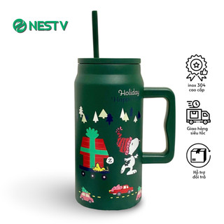   NOEL  Bình giữ nhiệt Snoopy cao cấp 1500ml họa tiết giáng sinh dễ thương inox 304 - NestV 