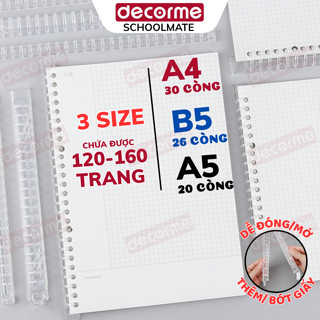 Còng nhựa DecorMe còng sổ A4 B5 A5 thanh còng nhựa trong suốt làm sổ còng nhựa vở còng Klong  tiện dụng