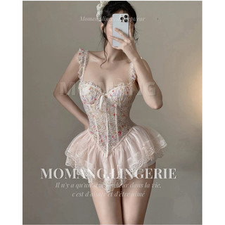  V056 Váy Ngủ 2 Dây Dáng Ngắn Kiểu Corset Sexy Mơ Màng Đầm Ngủ Có Mút Phong Cách Tiểu Thư Dễ Thương 