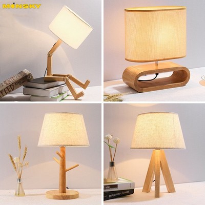 Đèn ngủ gỗ MONSKY SHADY hiện đại phong cách decor nhẹ nhàng, tinh tế - Tặng kèm bóng LED chuyên dụng