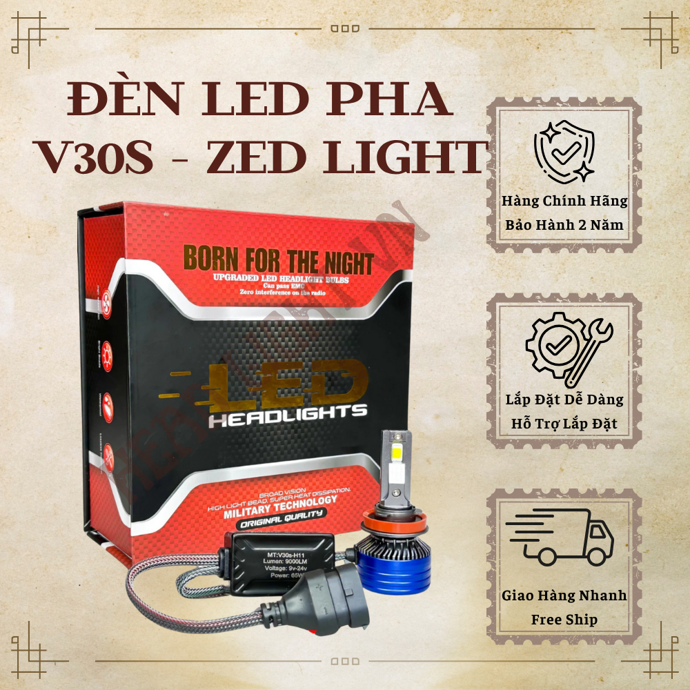 Đèn Pha LED V30S Tăng Cường Ánh Sáng Cho Ô Tô, Xe Máy - Loại H7/H11/H4/9005/9006 - Bảo Hành 2 Năm