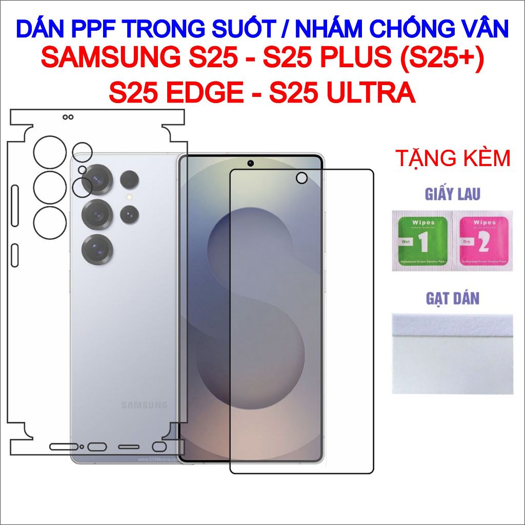 Dán PPF Samsung S25, S25 Plus, S25 Edge, S25 Ultra full lưng viền, màn hình