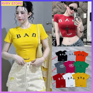  Áo thun croptop nữ BAD vải bozip co giãn chất đẹp mặc đi chơi style cá tính 