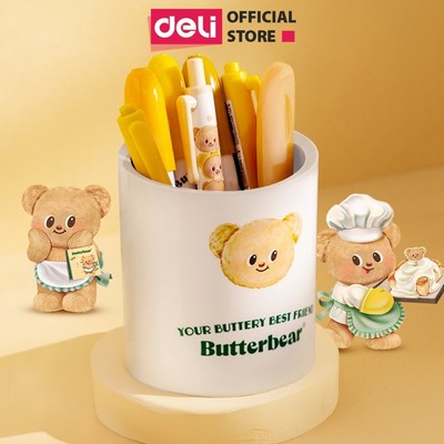 Ống Cắm Bút Butter Bear Để Bàn Deli - Ống Đựng Bút Màu Trắng Nhỏ Gọn Tiện Lợi Chất Liệu Nhựa Cao Cấp Thiết Kế Xinh Xắn