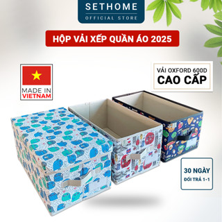  Hộp vải xếp quần áo chuyên dụng SETHOME bản CAO CẤP vải Oxford hoạ tiết đặc biệt 2025 