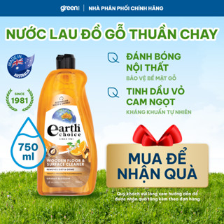 Nước lau đồ gỗ thuần chay tinh dầu vỏ cam làm sạch phủ bóng vân gỗ mà không làm trôi lớp phủ Earth Choice Úc, chai 750ml