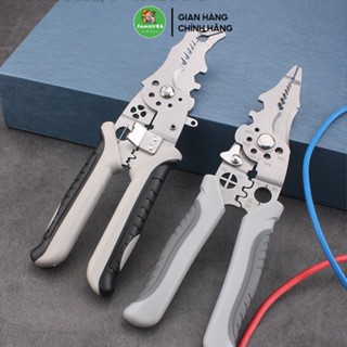 Kìm Tuốt Dây Điện Nhiều Kích Cỡ Đa Năng 12in1 - Lưỡi Thép Không Gỉ Lò Xo Ẩn Trợ Lực, Kìm Bấm Cos