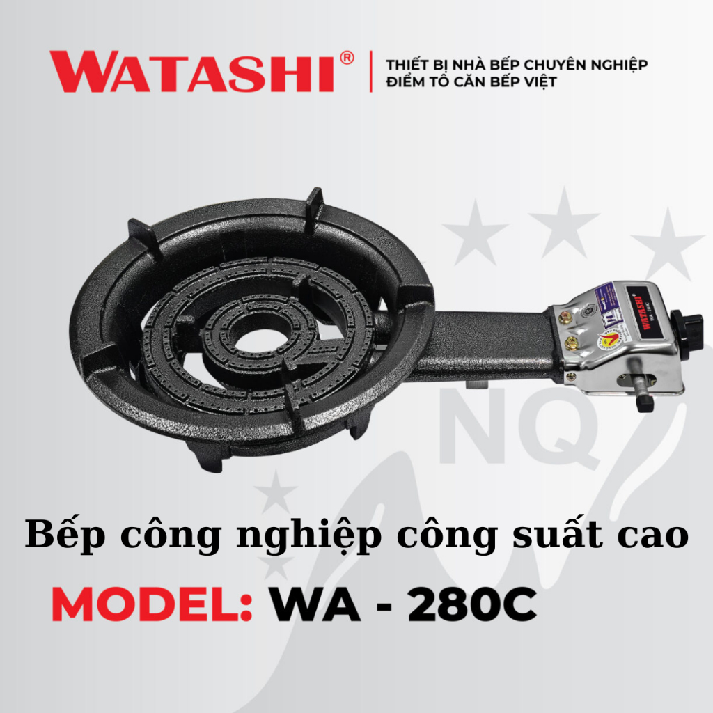 [Shop mới] Bếp gas công nghiệp cao cấp Watashi CN-280C (Nặng 8Kg, dùng van thấp áp), Tặng dây dẫn ga