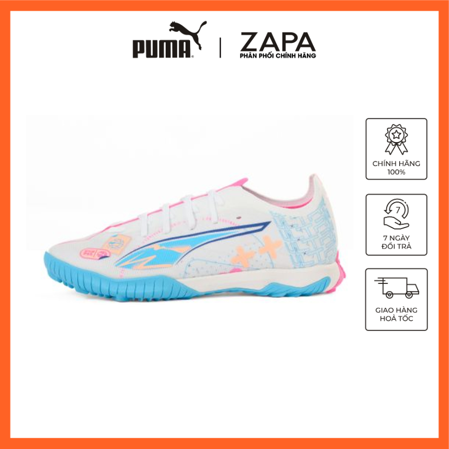  Giày đá bóng sân cỏ nhân tạo PUMA ULTRA 5 MATCH VOL. UP TT chính hãng - màu Trắng Xanh Hồng 