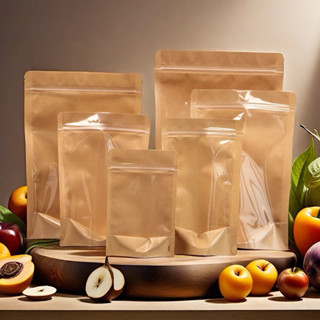    1 kg  Túi zip ghép giấy   mặt trong mặt giấy Kraft  đựng thực phẩm các loại hạt khô 