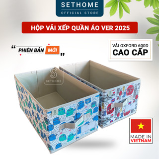  Hộp vải hình hoạ tiết SETHOME vải Oxford 600d cao cấp đựng quần áo đồ đa năng xếp gọn tủ áo 