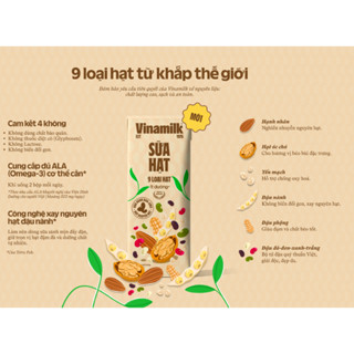   Date T04.2026  Thùng 24 hộp Sữa hạt 9 loại hạt Vinamilk ÍT ĐƯỜNG - hộp 180ml 