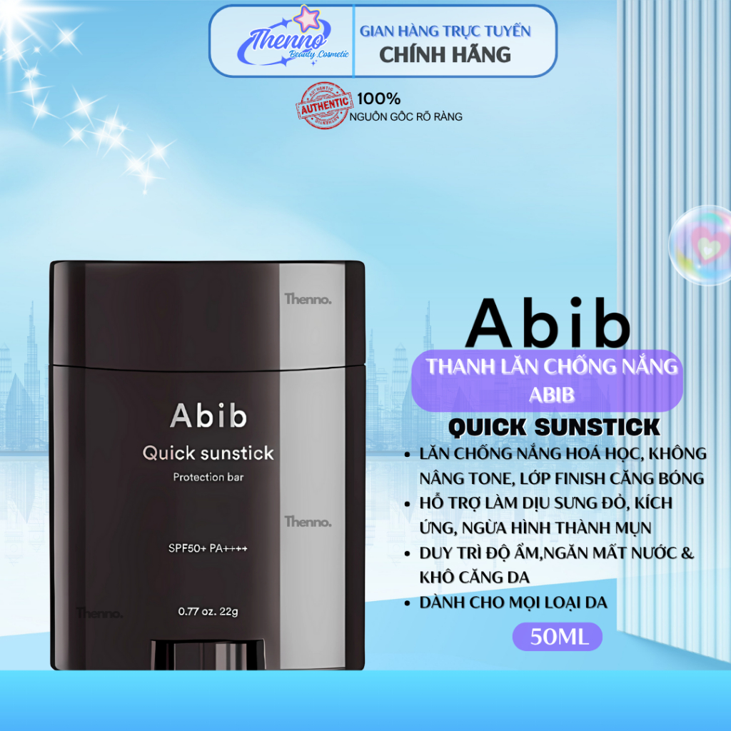 Sáp Chống Nắng Dưỡng Ẩm, Không Mùi, Mỏng Nhẹ Abib Quick Sunstick Protection Bar SPF50+ PA++++ 22g