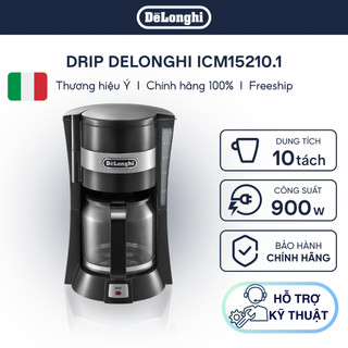 Máy pha cà phê Drip DeLonghi ICM15210.1 – Thiết kế nhỏ gọn, pha 10 tách nhanh chóng