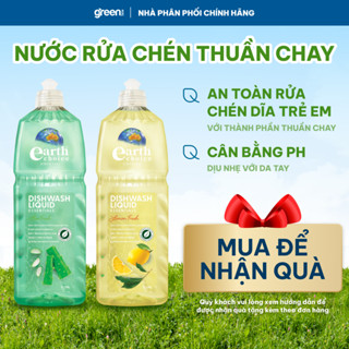 Nước rửa chén thuần chay chanh & nha đam rửa sạch dầu mỡ cặn bẩn dịu nhẹ cho da tay Earth Choice Úc, 2 chai x 1000ml