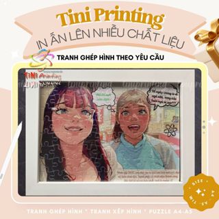 Tranh Ghép hình theo yêu cầu Tini Printing (21x30), A5(15x21), hình trái tim
