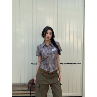 (ORDER) Áo Sơ Mi Caro Nam Nữ Form Baby Boxy Vải Kaki Tay Ngắn Mùa Hè Streetwear Unisex 2024