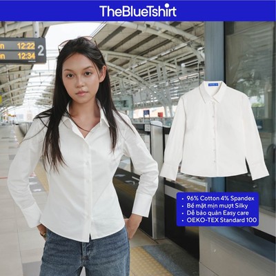 TheBlueTshirt - Áo sơ mi ôm dáng nhẹ măng sét to kiểu pháp cho nữ - Miss 90s Shirt - Women